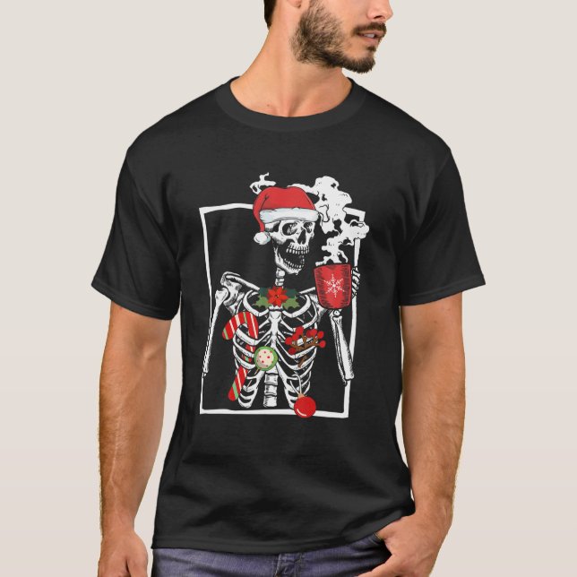 Sväng Skeleton Skull Drick kaffe Latte Chris T Shirt (Framsida)