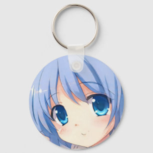 Sväng söt animerad mangaflicka blå öga violet nyckelring