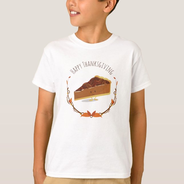 Sväng Thanksgiving Pecan Paj Slice Teal T Shirt (Framsida)