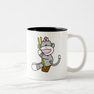 Svänga för sock monkey Två-Tonad mugg
