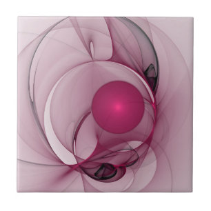 Svängande Fraktal, Modern Abstrakt Bär Rosa Konst Kakelplatta