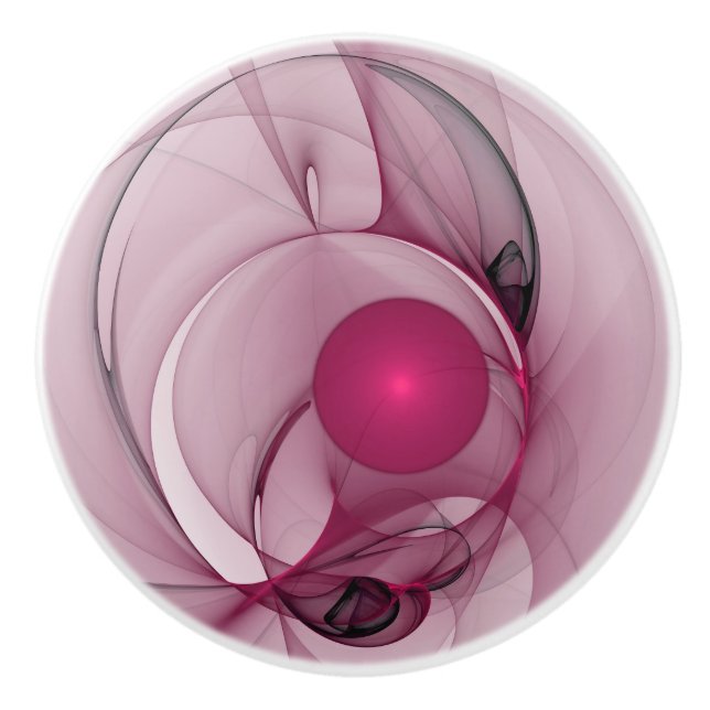 Svängande Fraktal, Modern Abstrakt Bär Rosa Konst Knopp (Framsidan)