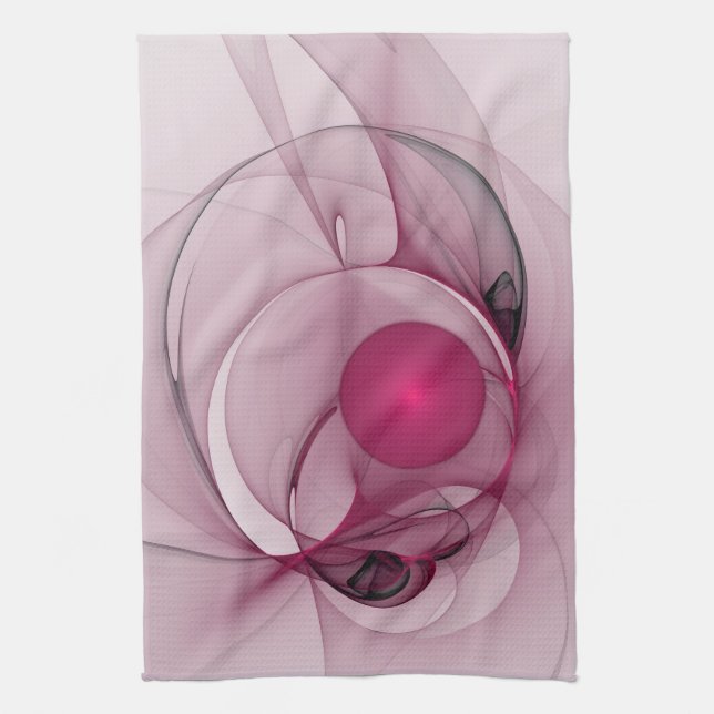 Svängande Fraktal, Modern Abstrakt Bär Rosa Konst Kökshandduk (Vertikal)