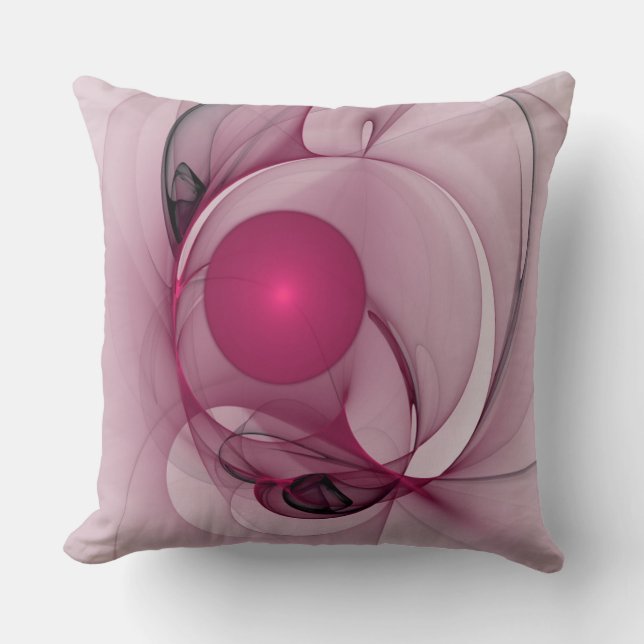 Svängande Fraktal, Modern Abstrakt Bär Rosa Konst Kudde (Framsida)