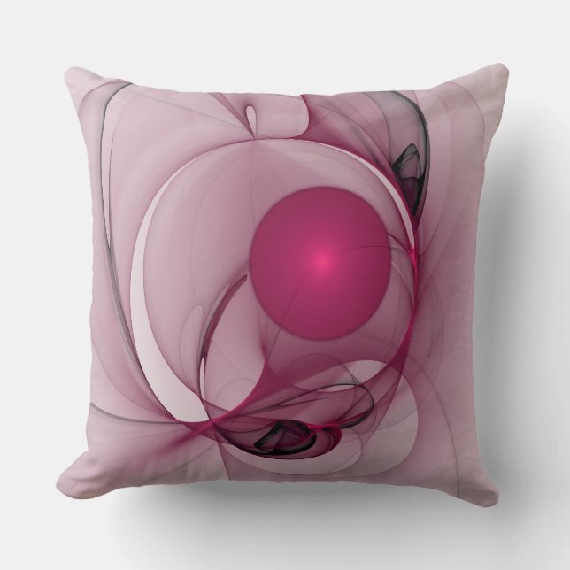 Svängande Fraktal, Modern Abstrakt Bär Rosa Konst Kudde (Framsida)