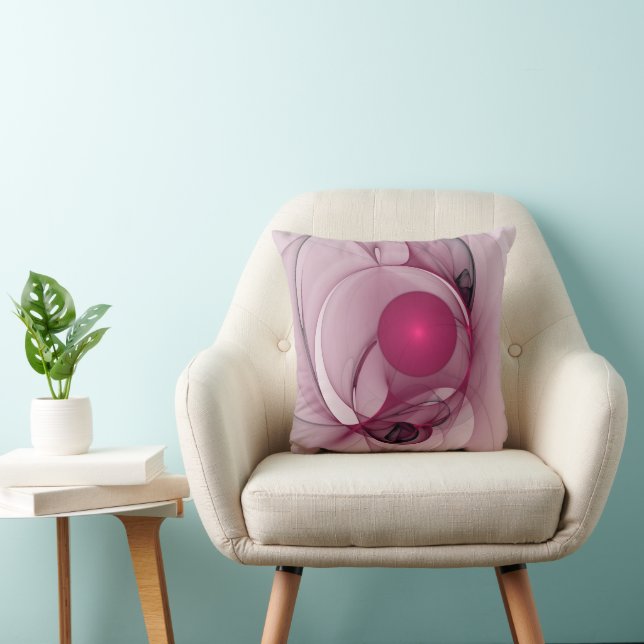 Svängande Fraktal, Modern Abstrakt Bär Rosa Konst Kudde (Stol)