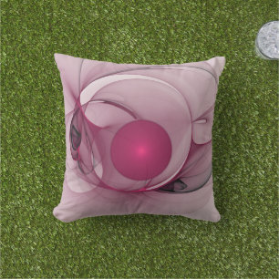 Svängande Fraktal, Modern Abstrakt Bär Rosa Konst Kudde