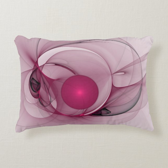 Svängande Fraktal, Modern Abstrakt Bär Rosa Konst Prydnadskudde (Framsidan)