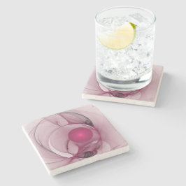 Svängande Fraktal, Modern Abstrakt Bärpink Konst Stenunderlägg