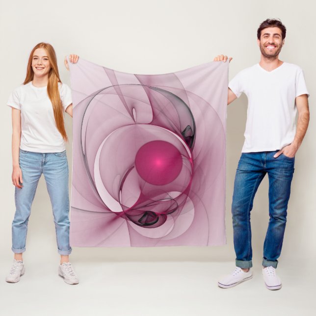 Svängande fraktal, modern abstrakt bärrosa konst fleecefilt (På plats)