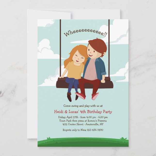 Svängande kickinbjudan inbjudningar (Framsida)