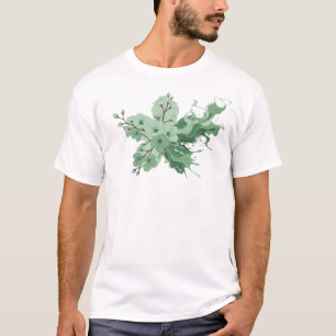 Svängig ABSTRAKT BLOMMA Konstnärligt Uttryck T Shirt