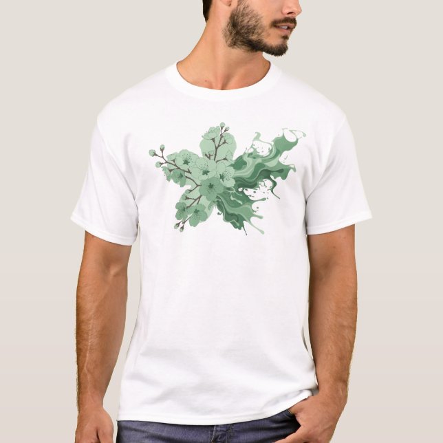 Svängig ABSTRAKT BLOMMA Konstnärligt Uttryck T Shirt (Framsida)