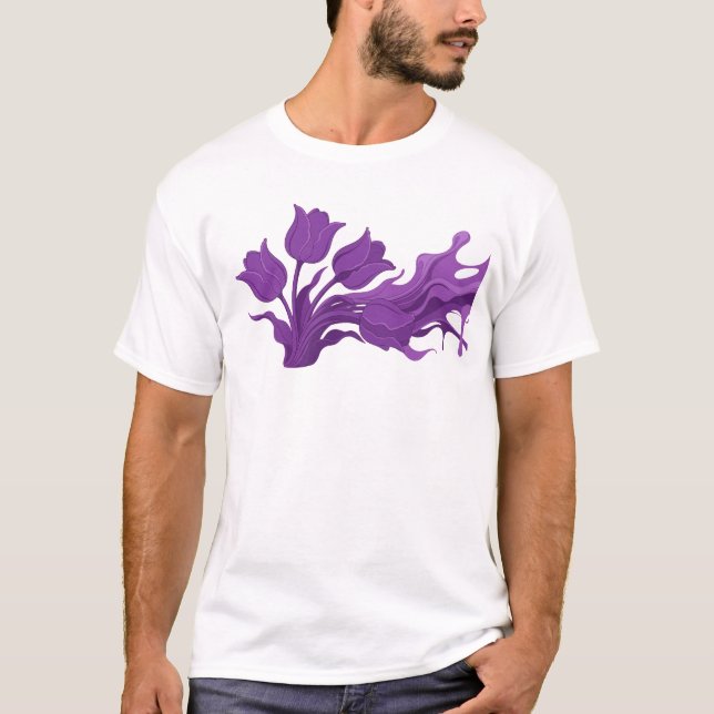 Svängig ABSTRAKT BLOMMA Originaldesign T Shirt (Framsida)