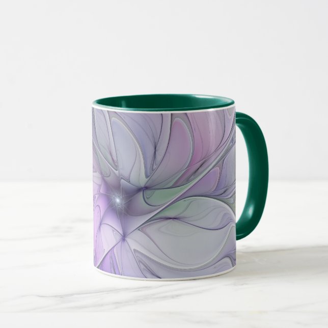 Svängig modern abstrakt fraktal konst blomma mugg (Framsida höger)