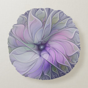 Svängig modern abstrakt fraktal konst blomma rund kudde