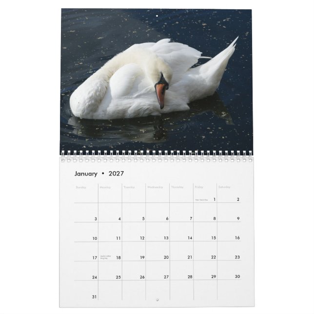 Svankalender 2012 kalender (Jan 2027)