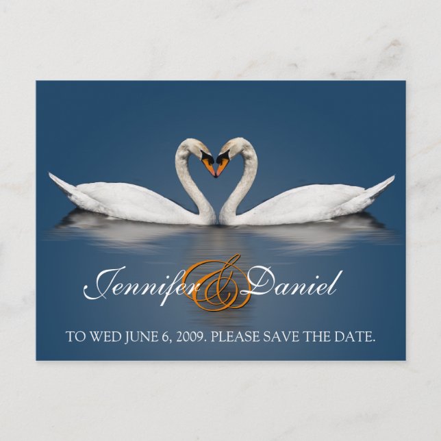 Svanpresentkort för kärlek meddelande vykort (Framsida)