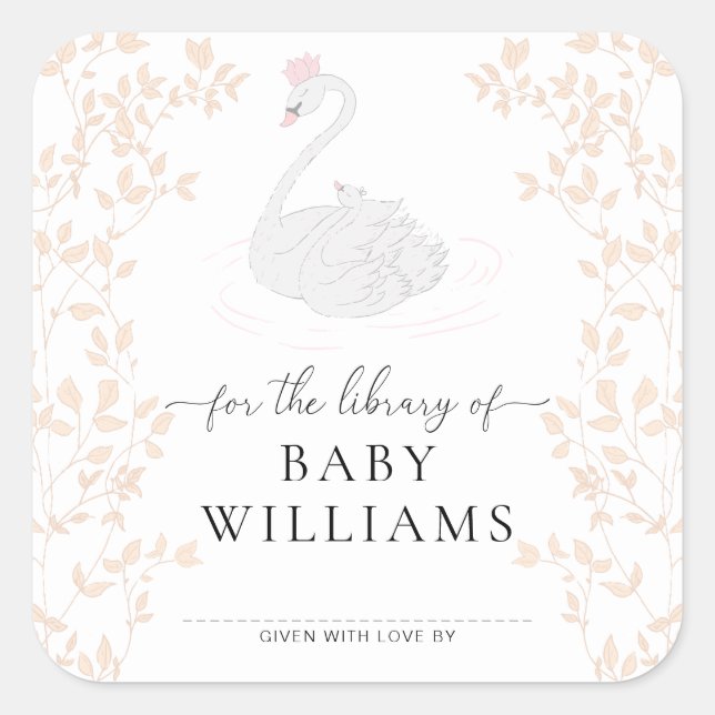 Svanprinsessa Biblioteksbokmärke Klistermärke (Framsida)