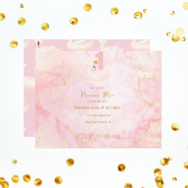 Svanprinsessa Rosa & Guld Watercolor 1-årsdag 
