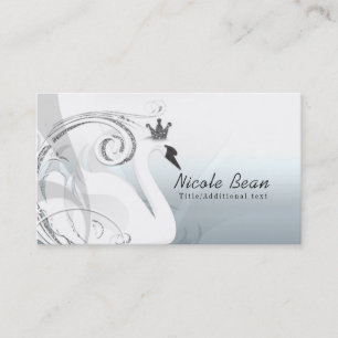 Svanprinsessa Silver & Vit Elegant Anpassad Chic Visitkort