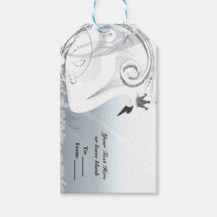 Svanprinsessa Silver & Vit Elegant Anpassad Fest Presentetikett