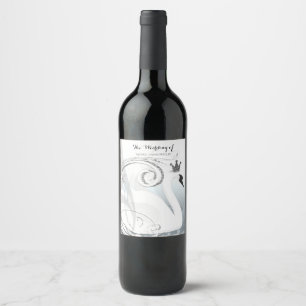 Svanprinsessa Silver & Vit Elegant Anpassad Vin Vinflaska Etikett