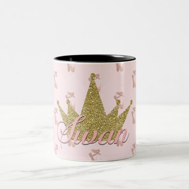 Svanprinsessan balett-tofflor guld glitter krona Två-Tonad mugg (Center)