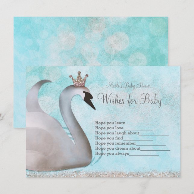 Svanprinsessan önskar för Baby Shower-spel Inbjudningar (Fram/baksida)