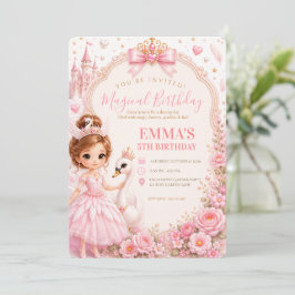 Svanprinsessan Rosa Sagobarns Födelsedagsfest Inbjudningar