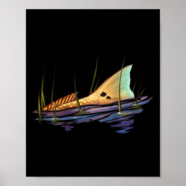 Svansande Rödfisk Röd Trumfisk Tröja Rödfisk Svans Poster (Framsidan)
