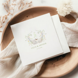 Svansar Blommig Monogram Kröningsdag  Pappersservett