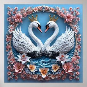 Svanskärlek Bröllopsfirande Romantisk Natur 🦢 Poster