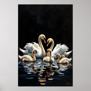 Svansläkt på svart sjö-konstverk poster