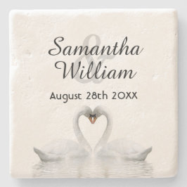 Svanspar kärlek vit bröllop stenunderlägg