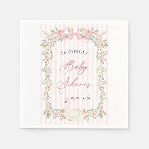 Svansvans Rosa Band Floral Baby Shower Pappersservett