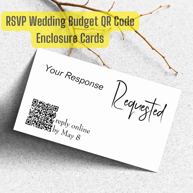 Svar begärt RSVP Bröllopsbudget QR-kod Visitkort (Skapare uppladdad)