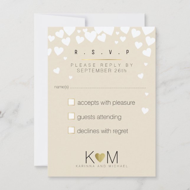 svar, besvara rsvp elegant, romantisk kärlek bröll inbjudningar (Framsida)
