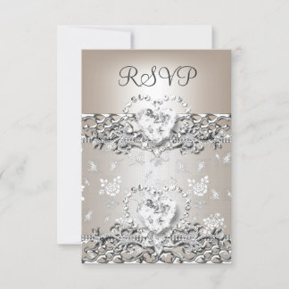 Svar Elegant Bröllop Silver Kräm Diamant Hjärt