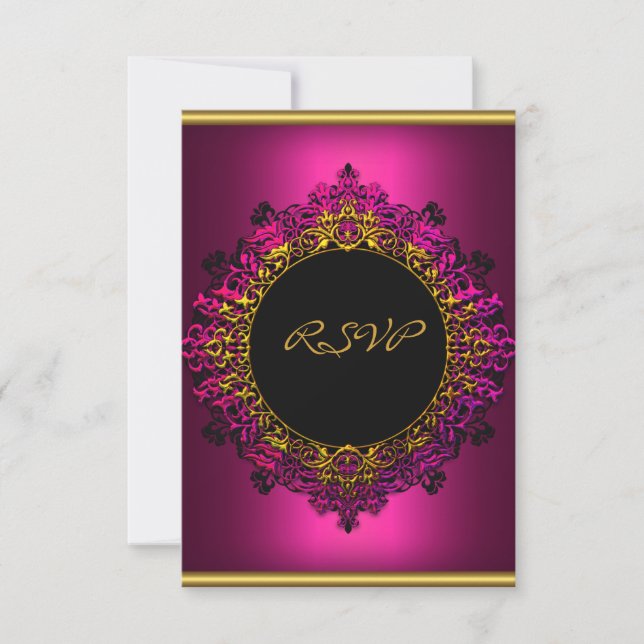Svar Elegant Födelsedagsfest Mörk Rosa Svart Guld (Framsida)