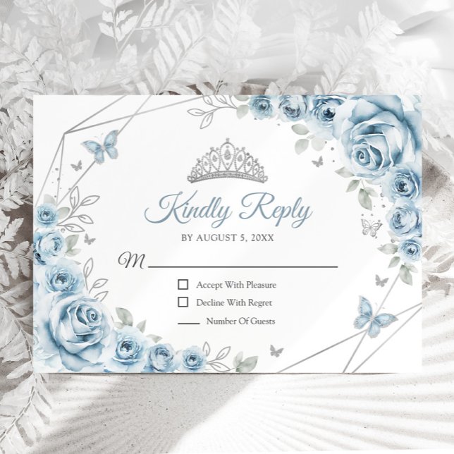Svar från Quinceanera på baby blue Silver Blommigt (Skapare uppladdad)