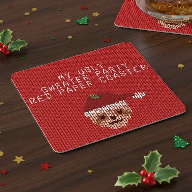 Svår julsötare Party Pappra Underlägg Papper Kvadrat (Merry Slothmas! Just add your party details to these festive sloth paper coasters)