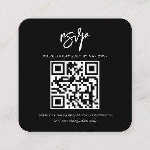 Svar med modern svart QR-kod för RSVP Tilläggskort