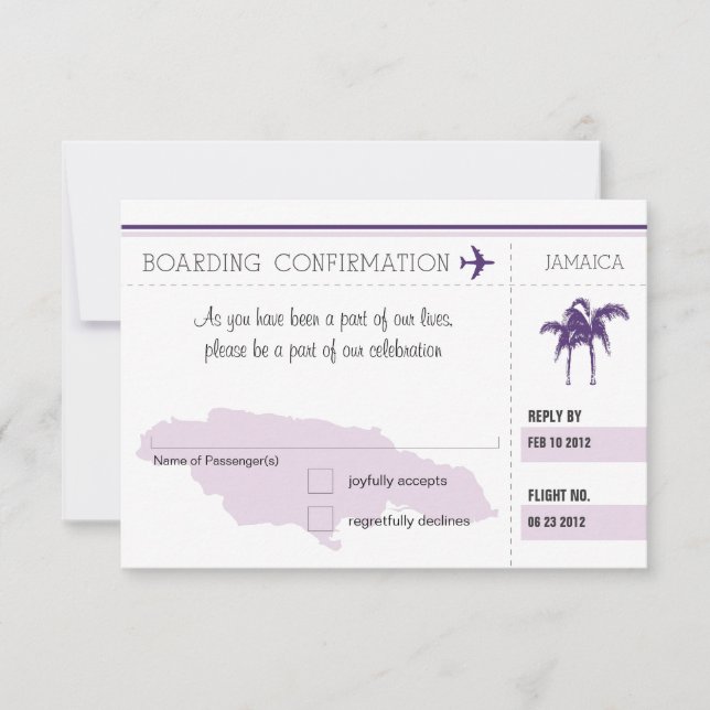 SVAR OM Deltagande Boarding Pass TILL JAMAICA (Framsida)