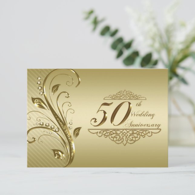 Svar på 50-års bröllopsjubileum inbjudningar (Stående Fram)