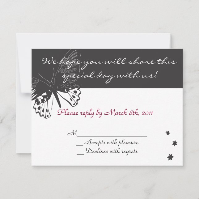 Svar på Bat mitzvah inbjudan till fjäril (Framsida)