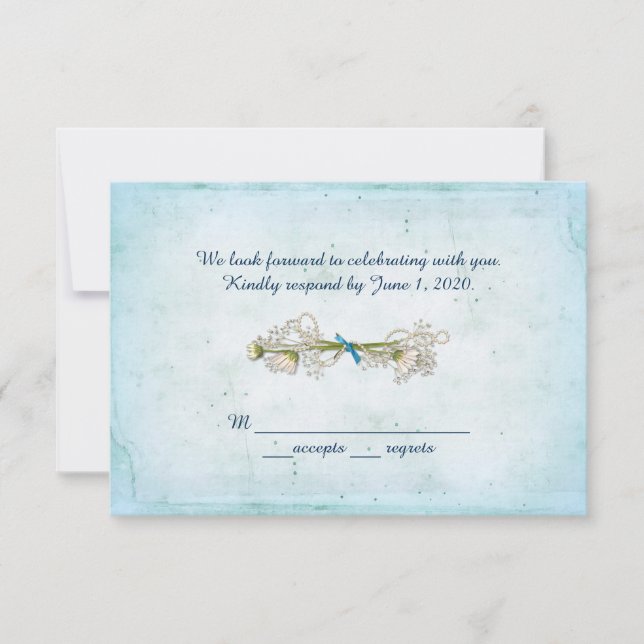 Svar på bröllop - tusenskönasbukett med pärlor inbjudningar (Framsida)