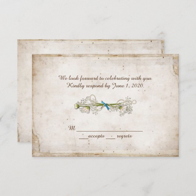 Svar på bröllop - tusenskönsbrud med pärlor inbjudningar (Fram/baksida)