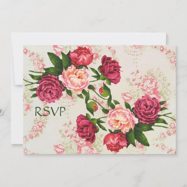 Svar på bröllopsinbjudan för Rosa Rosor Inbjudningar (Framsida)