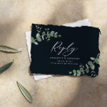 svar på budgetsvart Eucalyptus Greenery Bröllop Anteckningskort<br><div class="desc">Budgeterat Vackert,  delikat elegant svart,  marinblått,  vitt och sage grönt eucalyptus foliage bröllop svar OSA kort. En del av en modern samling.</div>